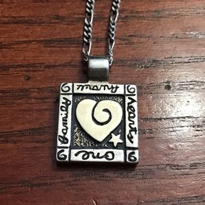 One Family Many Hearts Sterling Silver Reversible Necklace